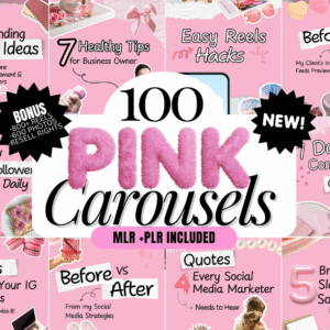 100 Aesthetic Pink Instagram Carousel Templates | Editable Canva PLR MRR