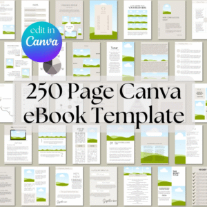 Canva eBook Template, Course WorkBook Template, How to Create e-Book, 250 page book Template + PLR & MRR Rights