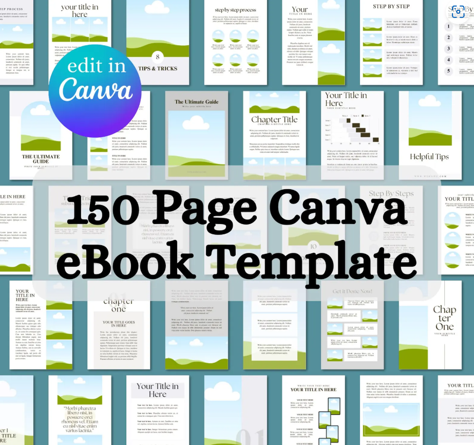 Canva eBook Template, Course WorkBook Template, How to Create e-Book,150 EBook Template Canva + PLR & MRR Rights