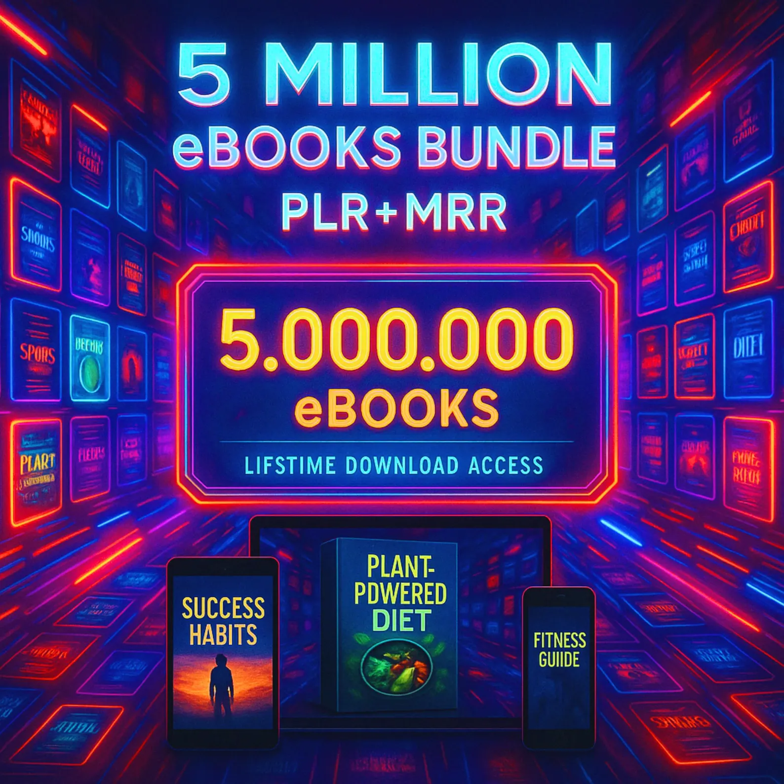 5 Million eBooks Mega Bundle Plr Mrr, Resellable Ebooks, Plr Ebooks Passive Income, Financial Ebooks
